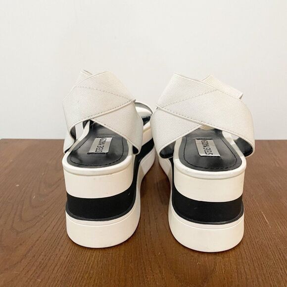 Steve Madden Women’s White Black Haze 3” Platform Retro Flat Sandal US 6 Bold - Picture 6 of 10